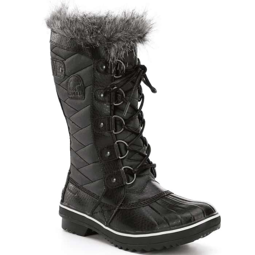 Sorel Tofino LL1846-011 Black Tall Fur Trim Waterproof Boots Women’s Size 7